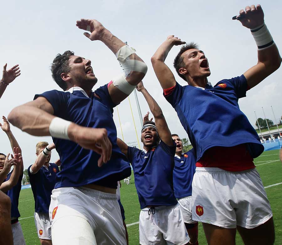 France celebrate winning the gold medal at the Nanjing 2014 Summer Youth Olympic Games