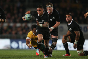 New Zealand's Aaron Smith makes a break, New Zealand v Australia, Rugby Championship, Eden Park, Auckland, August 23, 2014