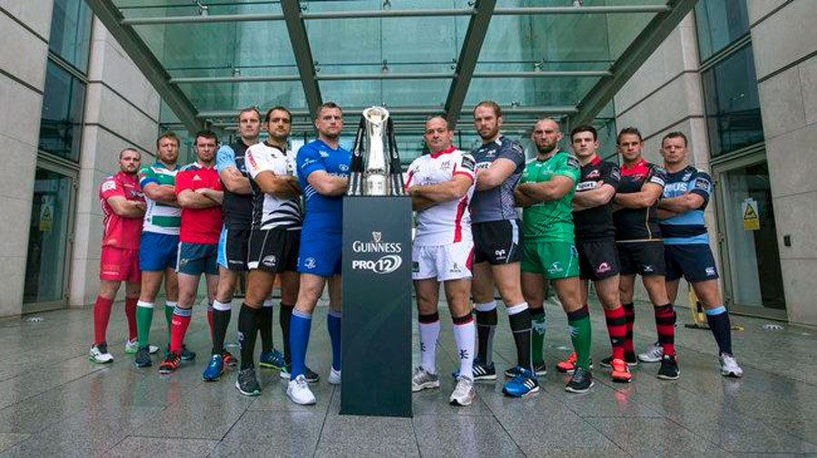 Ready to rumble ... the Pro12 team captains pose at the pre-season launch