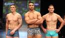All Blacks' TJ Perenara, Victor Vito and Tawera Kerr-Barlow pose during New Zealand's fashion week