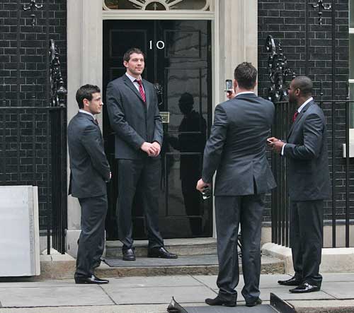 England's Nick Kennedy has his picture taken on the steps of No.10 Downing Street