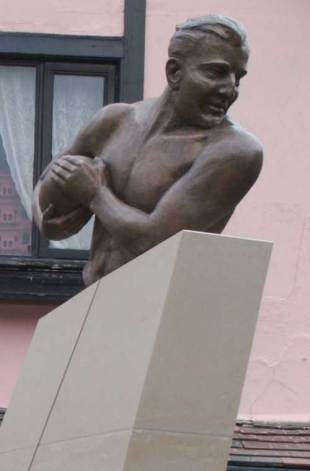 A statue of England winger Alexander Obolensky, unveiled in Ipswich, England on February 18, 2009