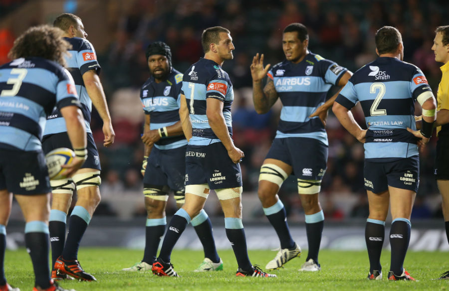 Sam Warburton issues instructions during the pre-season friendly in Leicester