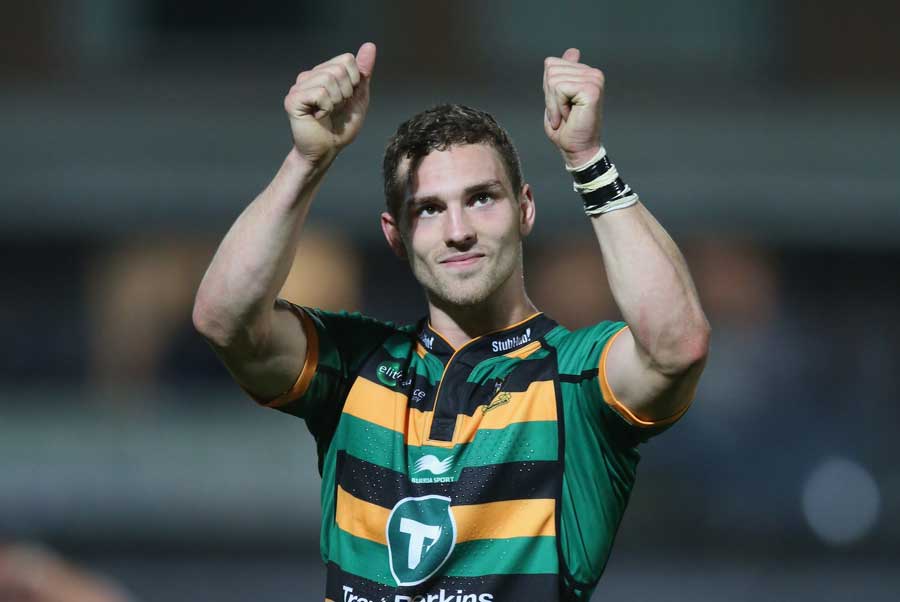George North toasts the Northampton fans