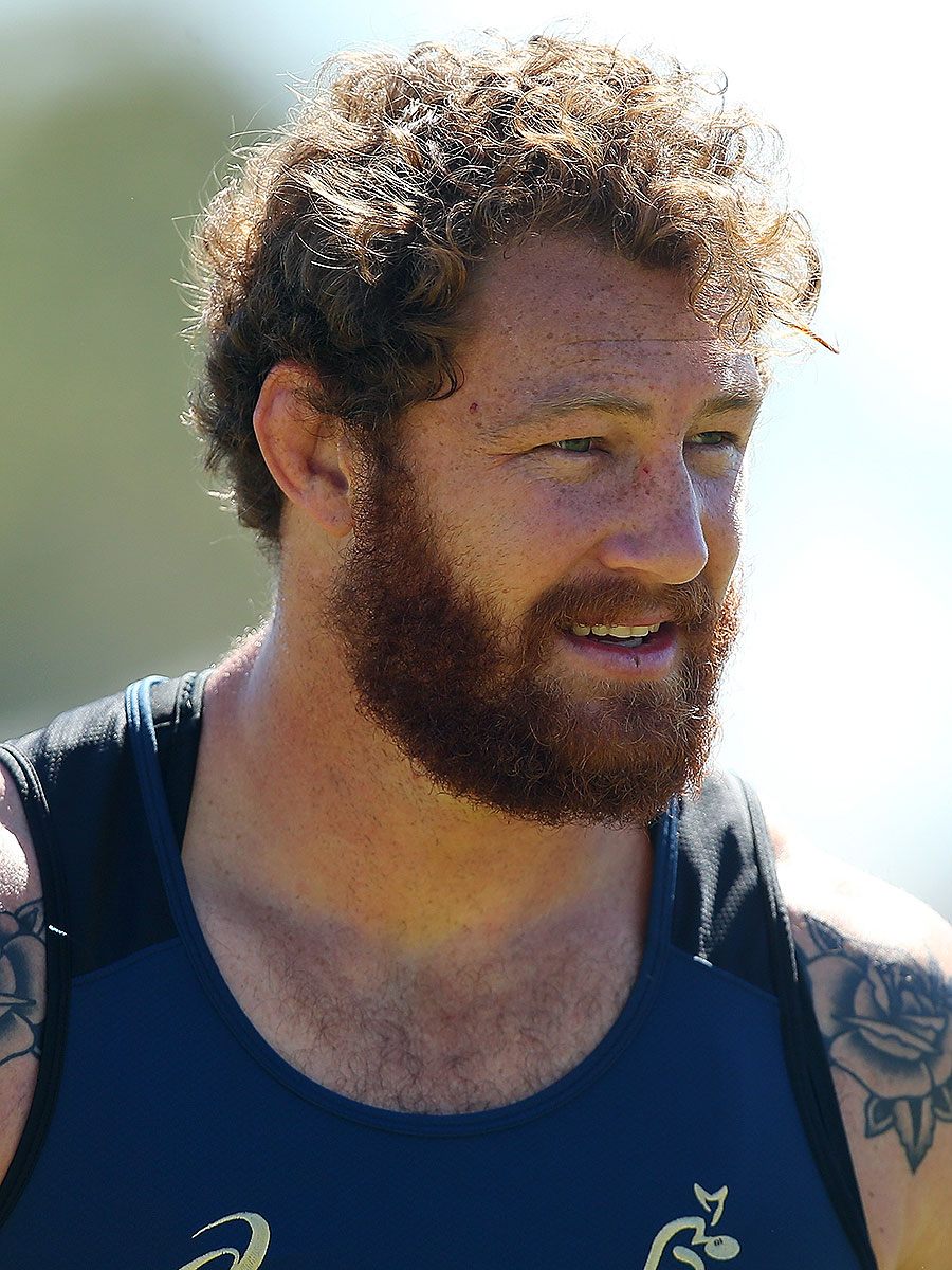 Scott Higginbotham looks on during a Wallabies training session