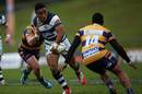 Auckland centre Francis Saili takes on the Bay of Plenty defence
