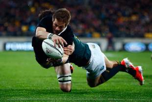 New Zealand's Richie McCaw scores his 24th Test try, New Zealand v South Africa, Rugby Championship, Westpac Stadium, Wellington, September 13, 2014