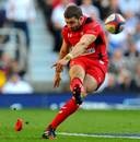 Wales' Leigh Halfpenny goes for the posts