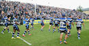 Bath's players lap up a standing ovation after their rout of Leicester
