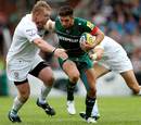 Leicester's Owen Williams eases through the London Irish defence