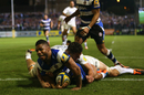 Kyle Eastmond celebrates scoring his side's second try 