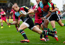 Harlequins' Mike Brown goes over for their first try