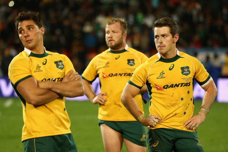 Nick Phipps, Bernard Foley and Benn Robinson look on after their defeat,  Aregntina v Australia, Rugby Championship, Mendoza, Argentina, October 4, 2014