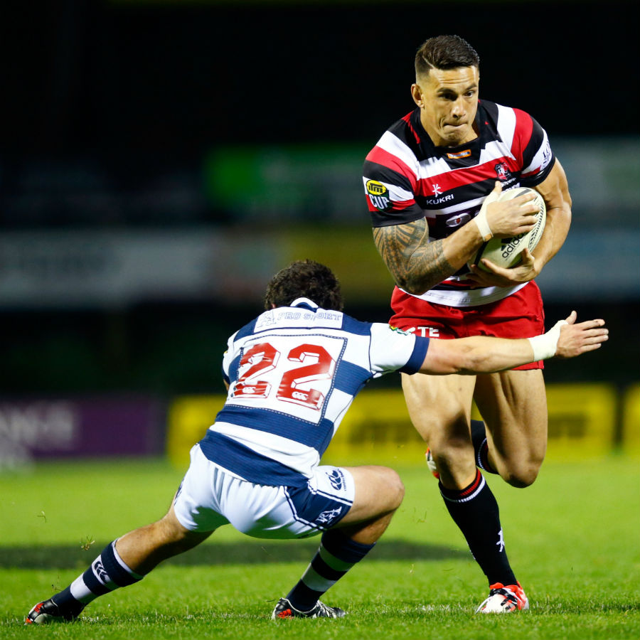 Sonny Bill Williams in action on his return to rugby union in the ITM Cup