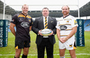 James Haskell Dai Young and Andy Goode of Wasps pose for a picture at the Ricoh Arena