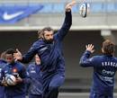 France lock Sebastien Chabal limbers up during a training session