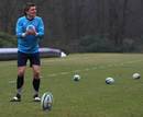 England fly-half Toby Flood practices his kicking