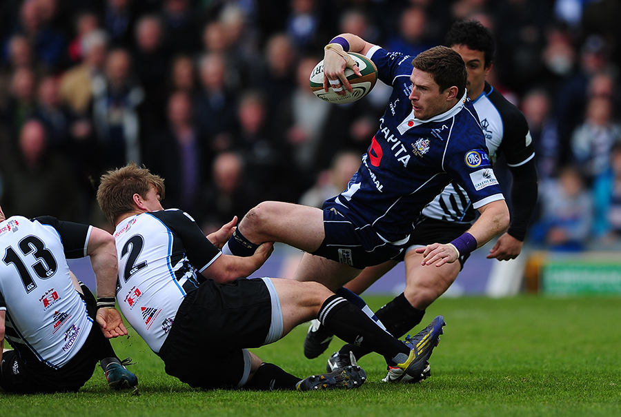 Luke Eves is tackled by Jack Roberts