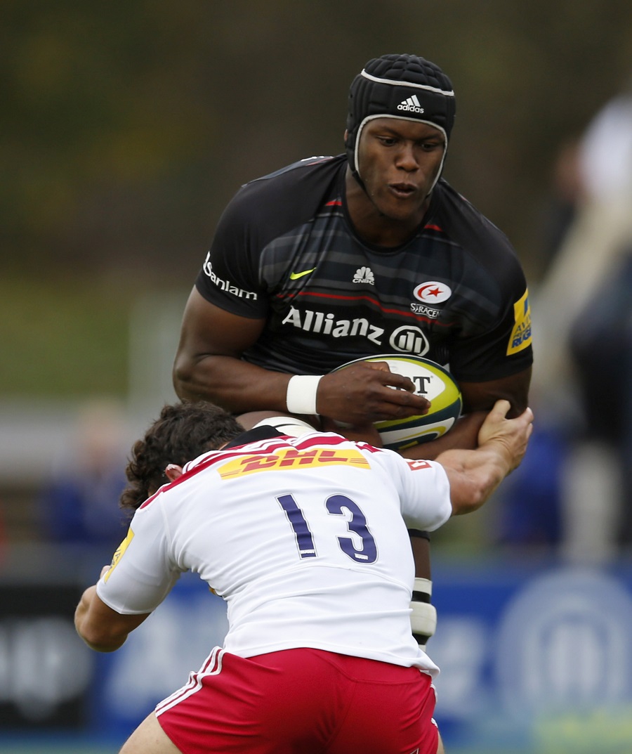Maro Itoje is tackled by George Lowe