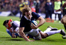 Jonny Gray crashes over for a debut try for Scotland