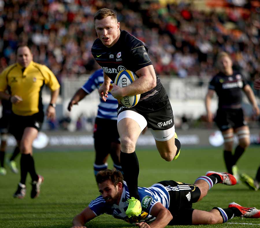 Saracens' Chris Ashton sprints away from the Western Province defence