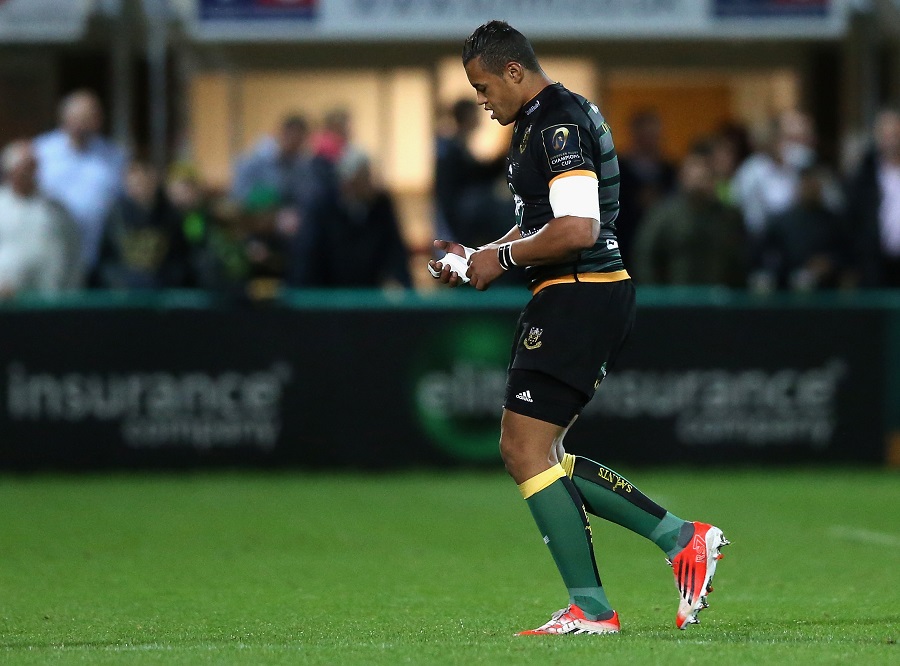 Luther Burrell nurses a hand injury