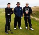 New Zealand's TJ Perenara and Beauden Barrett play a round of golf with Sandy Lyle