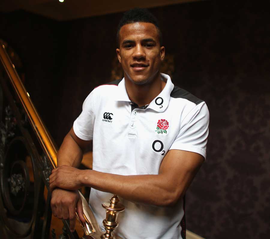 England's Anthony Watson poses for a portrait on the day he was named to start against the Springboks