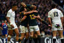 South Africa celebrate Jan Serfontein's try