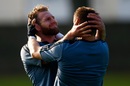 Kieran Read and Richie McCaw get to grips with each other at All Blacks training ahead of the game against Wales