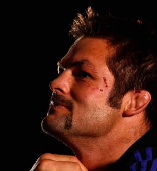 New Zealand's Richie McCaw finds himself in the press spotlight, Hilton Hotel, Cardiff, November 19