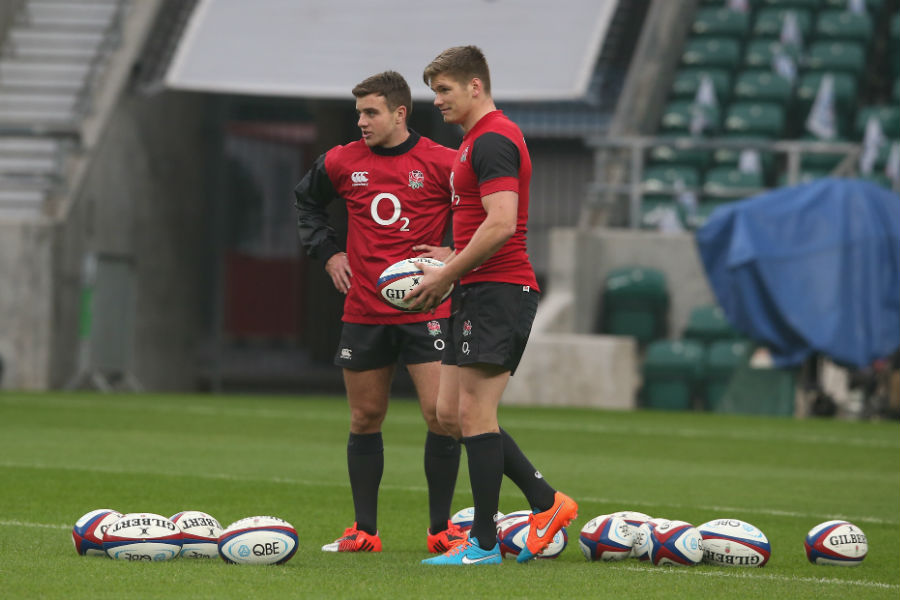 Owen Farrell and George Ford during the England captain's run
