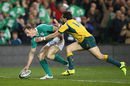 Tommy Bowe touches down for an Ireland try