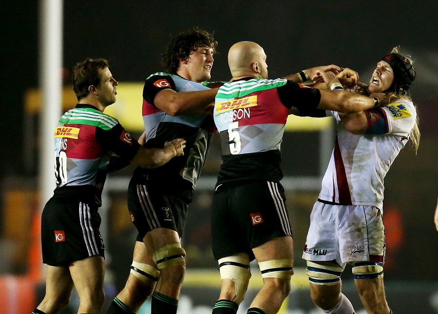 Harlequins' George Robson and Sale's Magnus Lund get to know one another
