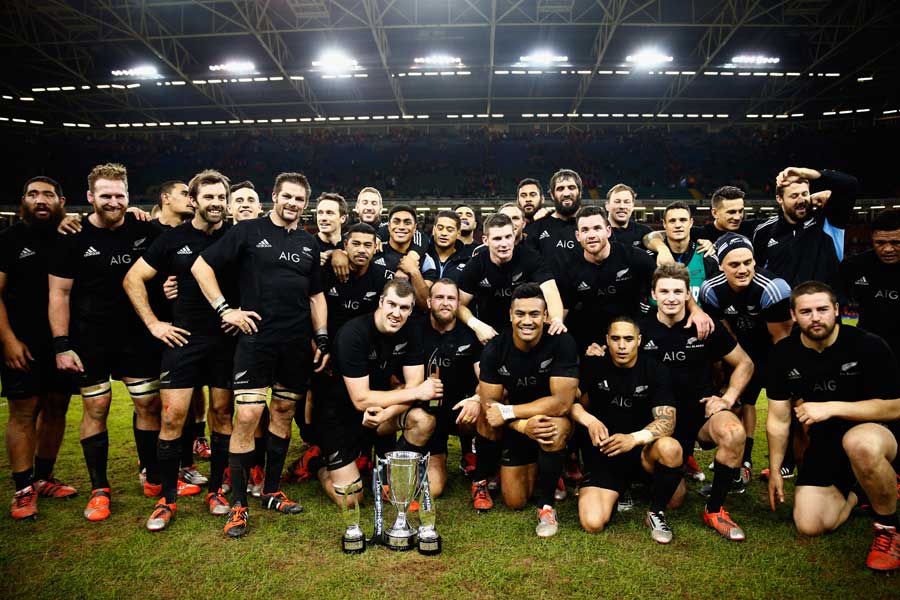 New Zealand celebrate their win over Wales