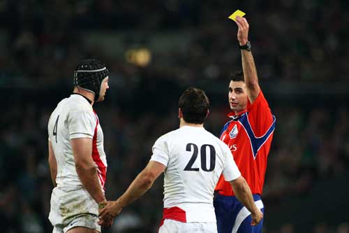 England scrum-half Danny Care is yellow carded
