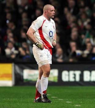 England prop Phil Vikcery trudges off after being shown a yellow card, Ireland v England, Six Nations, Croke Park, Dublin, Febraury 298, 2009