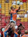 The Cheetahs' Juan Smith wins the ball at the lineout