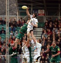Wasps Kearnan Myall leaps highest at the lineout