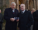 Former British and Irish Lions stars Willie John McBride and Mike Gibson attend the thanksgiving service for Ireland rugby legend Jack Kyle