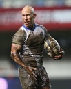 Peter Stringer shows the scars of a muddy night in Montpellier