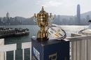 The Webb Ellis Trophy looks out over Victoria Harbour, Hong Kong, on the latest leg of it World Tour