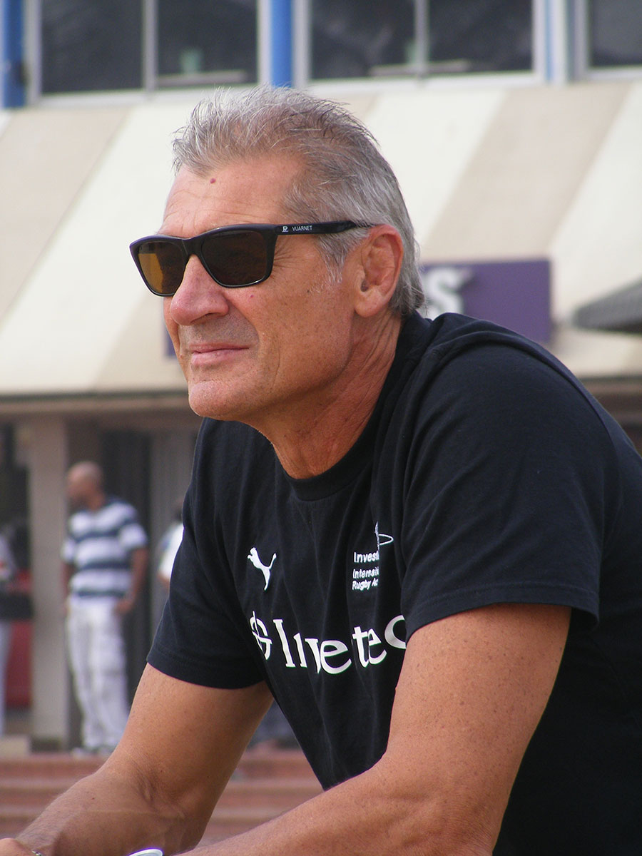 Former All Blacks forward watches on at an International Rugby Academy camp, Durban, South Africa, December 12th, 2014