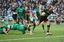 Wasps' Andy Goode breaks through to score a try