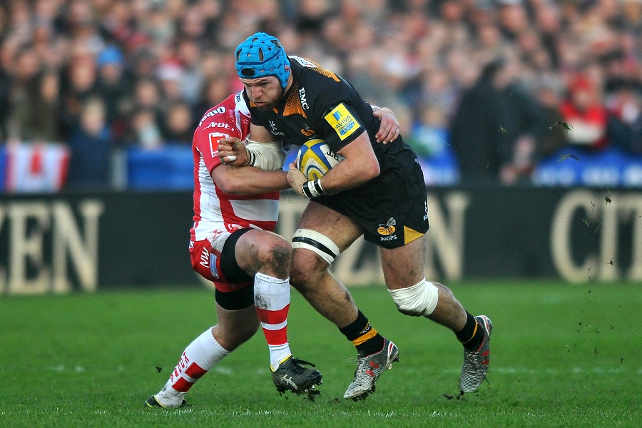 James Haskell is tackled by Nick Wood