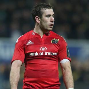 Munster's JJ Hanrahan watches on, Clermont Auvergne v Munster, European Rugby Champions Cup, Stade Marcel-Michelin, December 14, 2014
