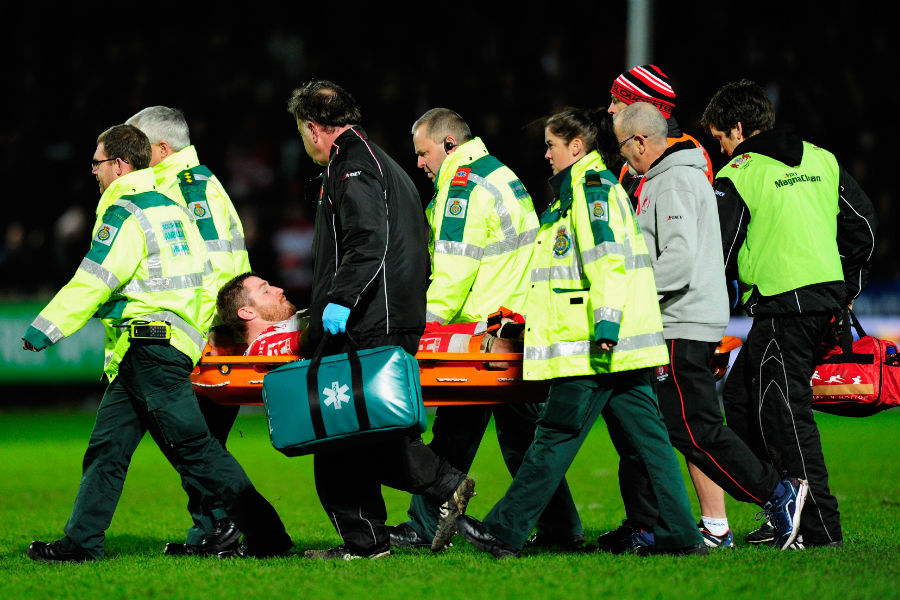 Gloucester and England No.8 Ben Morgan is stretchered off