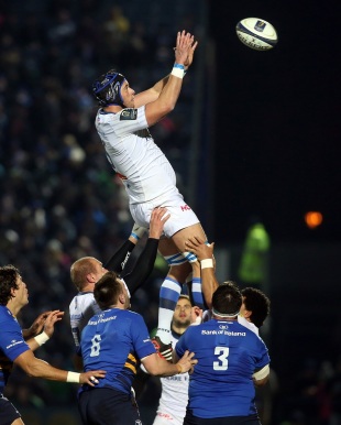 Castres Julien Dumora claims the ball at the lineout, Leinster v Castres, European Champions Cup, Royal Dublin Society, Dublin, January 17, 2014