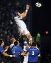 Castres Julien Dumora claims the ball at the lineout