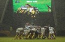 Sale Sharks and Clermont Auvergne's forwards do battle in the pouring Salford rain